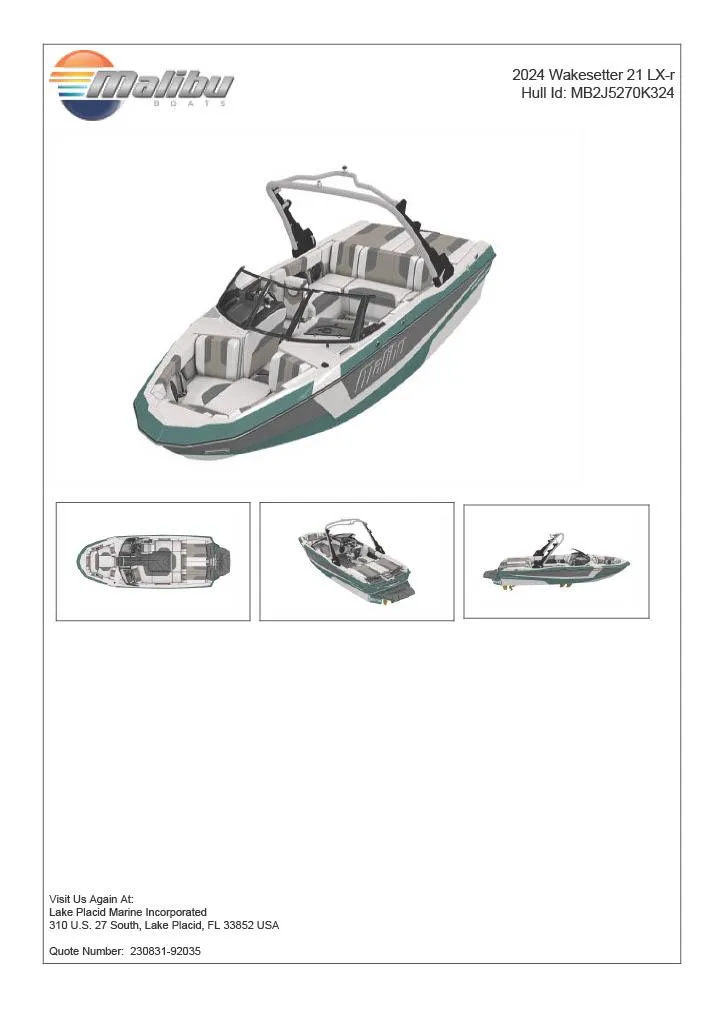 Slide: The Image of 2024 Malibu Wakesetter 21 LX-R boat with detailed interior and exterior views. - 40