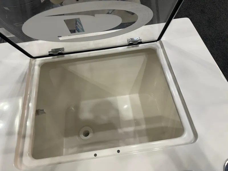 Slide: The Image of 2024 Defiance 260 Admiral EX boat interior seating with storage. - 12