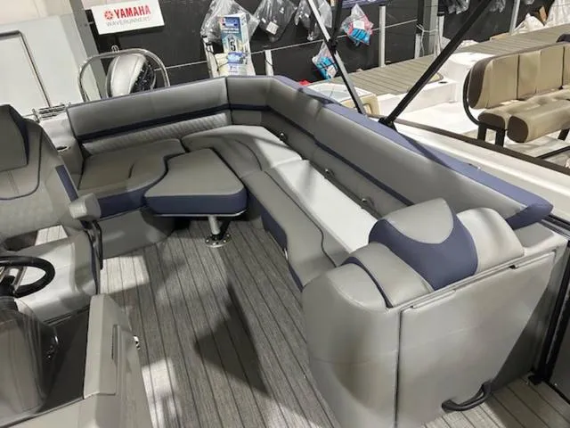 Slide: The Image of 2024 Avalon Catalina Rear J Lounger 23 FT interior with luxurious seating and modern design. - 35
