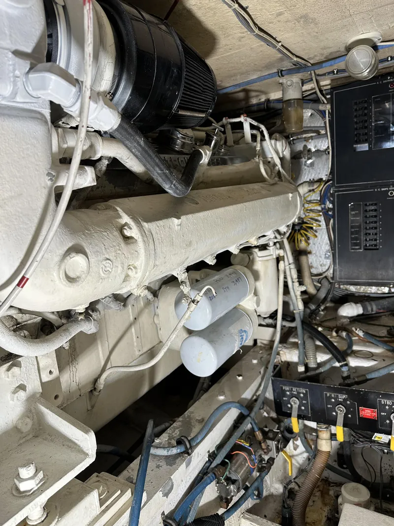 Slide: The Image of Engine room of a 1992 Hatteras 50 Convertible yacht. - 38