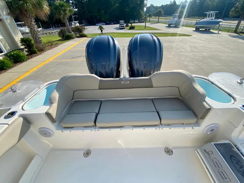 Slide: The Image of 2022 Key West 263 FS boat with twin engines and rear seating. - 9