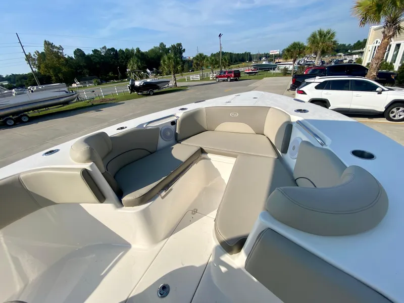 Slide: The Image of 2022 Key West 263 FS boat with spacious seating and modern design. - 37