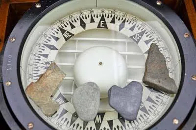 Slide: The Image of Compass with stones on a Gamage Coastal Gaff Rigged Schooner, 1962. - 21