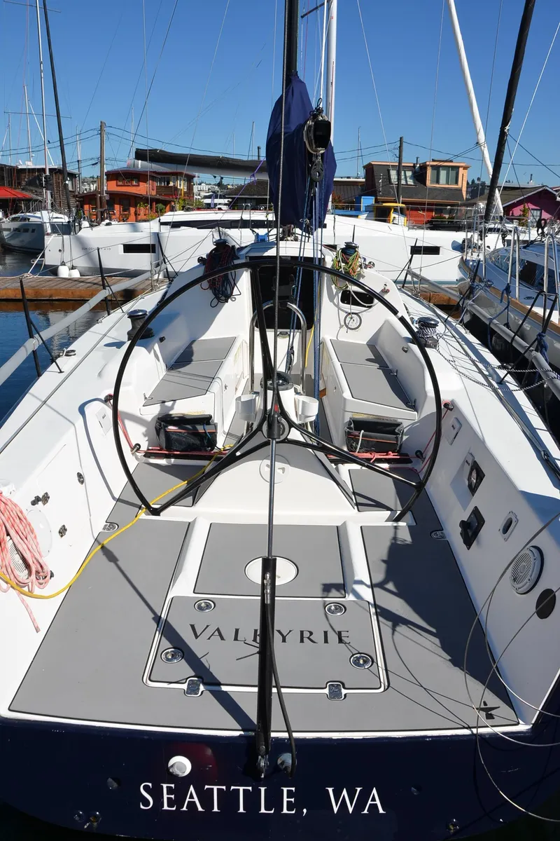 Slide: The Image of 2011 J Boats J/111 sailboat docked in Seattle marina. - 15