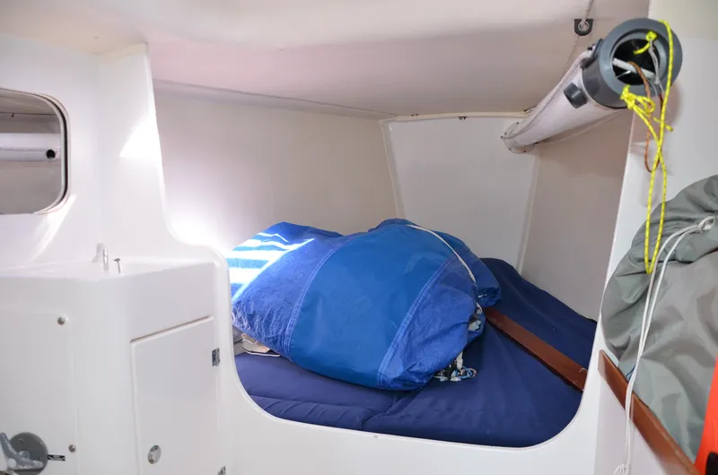 Slide: The Image of Interior cabin of 2011 J Boats J/111 sailboat with blue sail bag. - 23