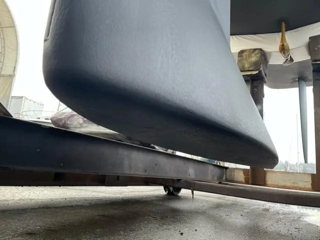 Slide: The Image of Close-up of 2011 J Boats J/111 keel on a trailer. - 46