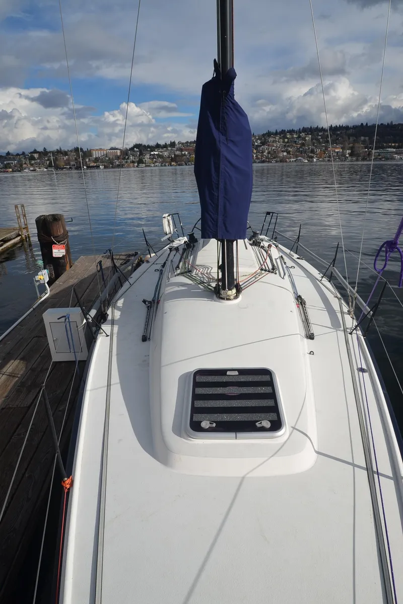 Slide: The Image of 2011 J Boats J/111 sailboat docked at a marina. - 7