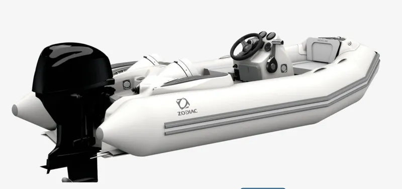 Slide: The Image of 2024 Zodiac Yachtline 360 inflatable boat with outboard motor. - 6