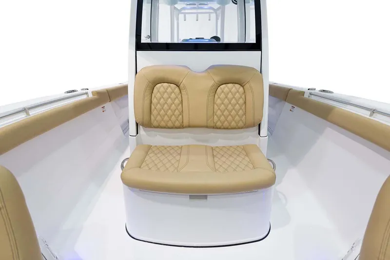 Slide: The Image of 2026 Sportsman Open 302 Center Console helm with modern controls and dual displays. - 10