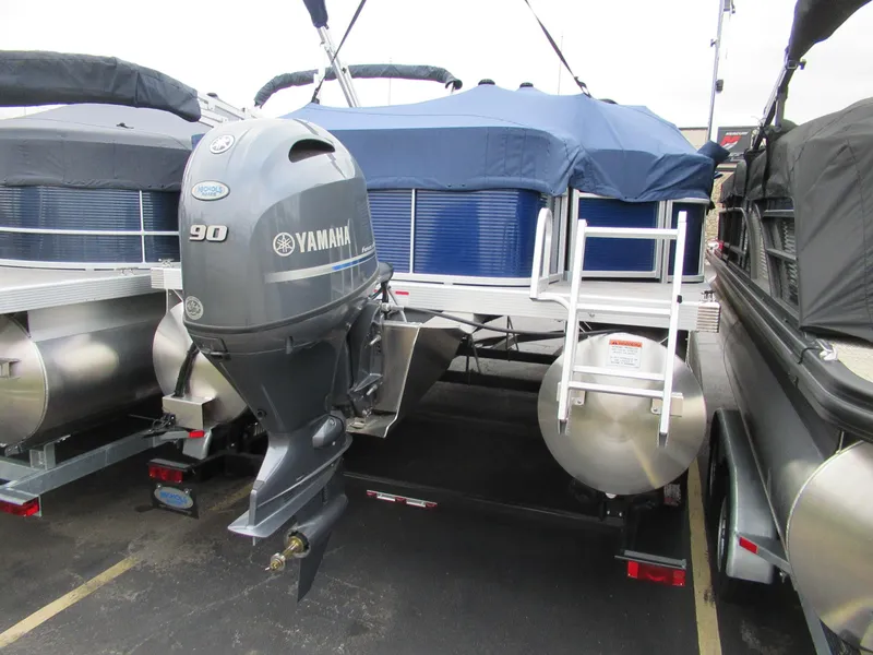 Slide: The Image of 2024 Bennington 20 SVF pontoon boat with Yamaha 90 outboard motor. - 5