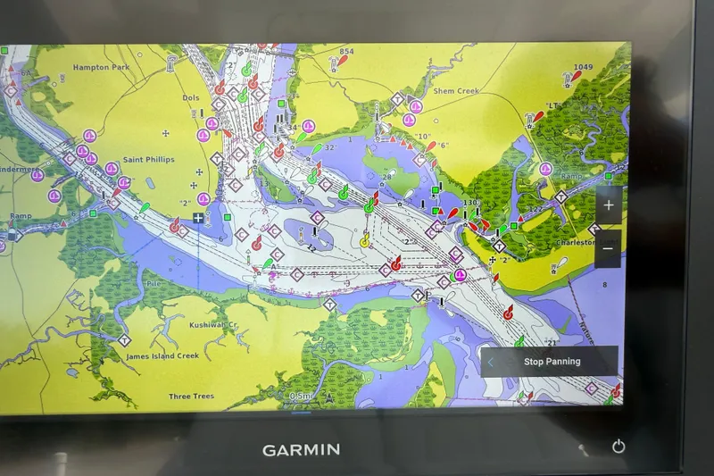 Slide: The Image of Garmin marine navigation display on a 2023 Regulator 26XO boat. - 16