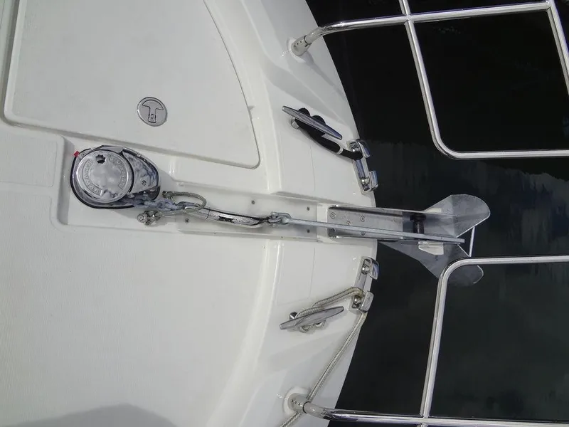 Slide: The Image of Prestige 420F 2024 yacht anchor system and deck details. - 28