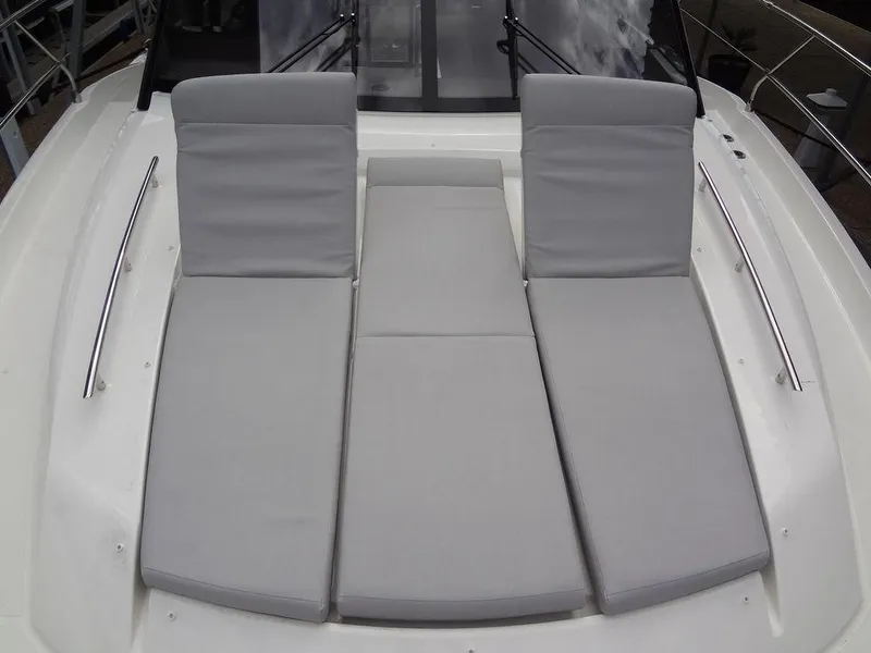 Slide: The Image of 2024 Prestige 420F yacht with spacious sunbathing cushions on deck. - 30
