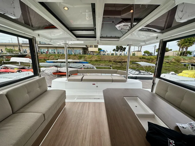 Slide: The Image of 2024 Bali 4.4 yacht interior with spacious seating and modern design. - 37
