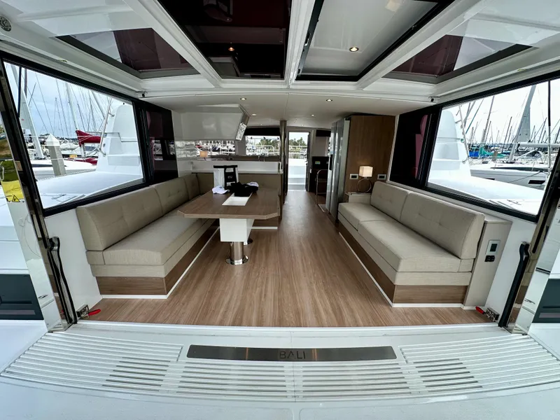 Slide: The Image of 2024 Bali 4.4 yacht interior with spacious seating and modern design. - 38