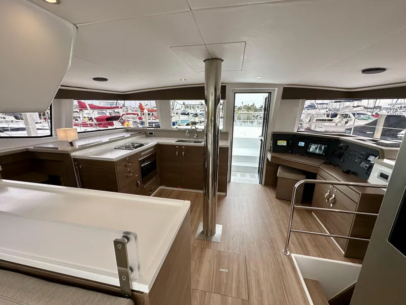 Slide: The Image of Interior of 2024 Bali 4.4 yacht with modern kitchen and navigation area. - 42
