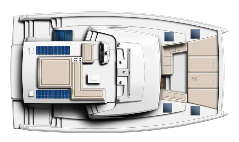 Slide: The Image of Top view of 2025 Bali 4.6 yacht layout, featuring spacious deck and seating areas. - 5
