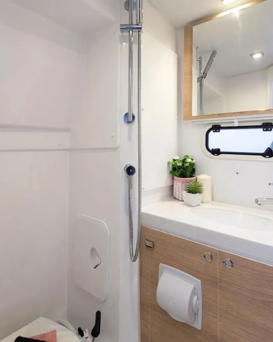 Slide: The Image of Modern bathroom in 2025 Bali 5.4 model yacht with shower and vanity. - 26