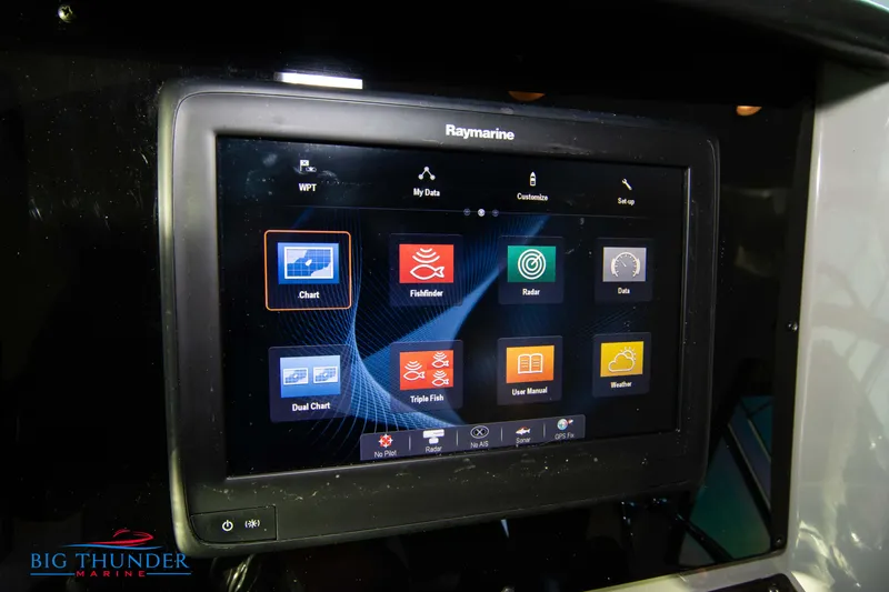Slide: The Image of Raymarine navigation display on 2010 Sea Ray 540 Sundancer yacht dashboard. - 33