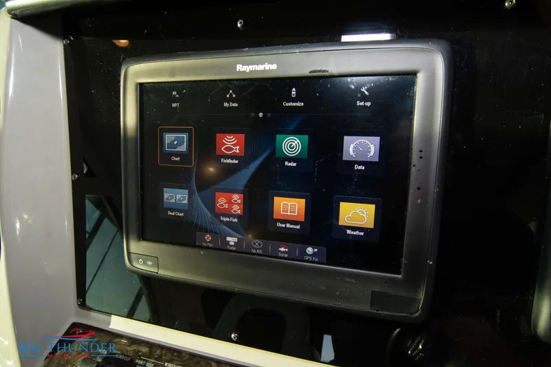 Slide: The Image of Raymarine navigation display on 2010 Sea Ray 540 Sundancer yacht dashboard. - 32