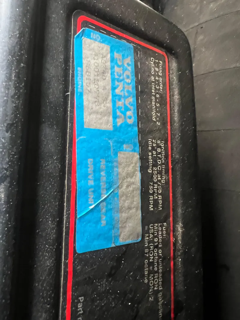 Slide: The Image of Volvo Penta engine label on 1991 Cruisers Yachts Rouge 33. - 42