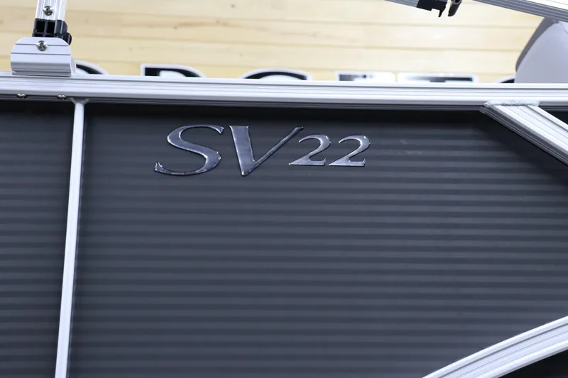 Slide: The Image of 2024 Bennington 22SVL boat model with SV22 emblem. - 6