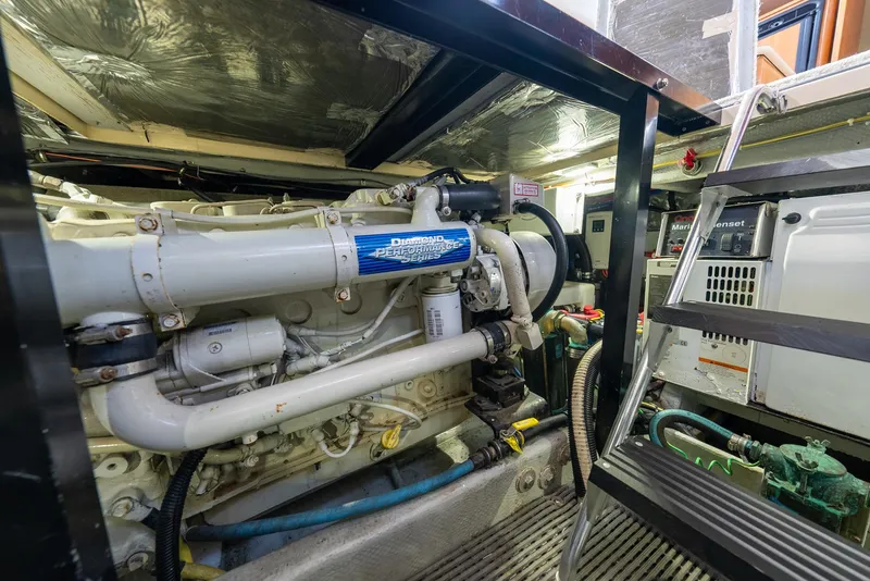 Slide: The Image of Engine room of a 2004 Meridian 459 Motor Yacht with detailed machinery. - 41