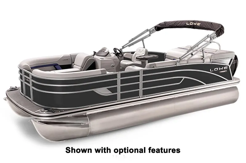 Slide: The Image of 2024 Lowe SS 210 pontoon boat with optional features, sleek design, and comfortable seating. - 17