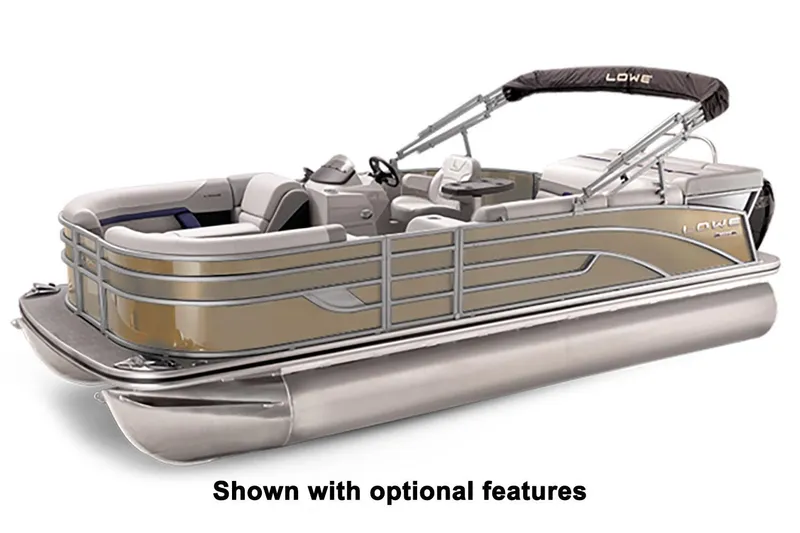 Slide: The Image of 2024 Lowe SS 210 pontoon boat with optional features, sleek design, and comfortable seating. - 19
