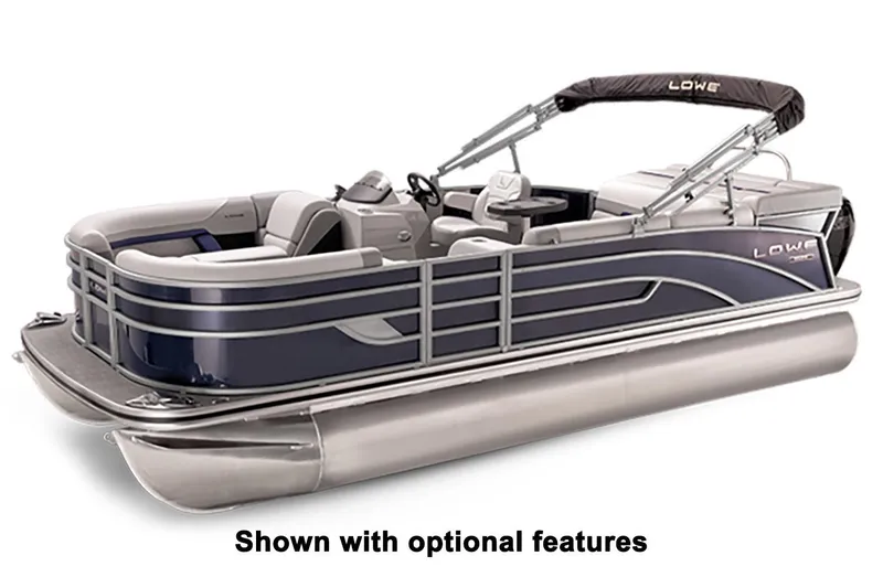 Slide: The Image of 2024 Lowe SS 210 pontoon boat with optional features, sleek design, and comfortable seating. - 21