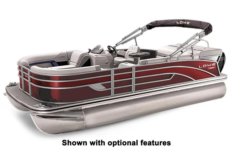 Slide: The Image of 2024 Lowe SS 210 pontoon boat with optional features, sleek design, and comfortable seating. - 22