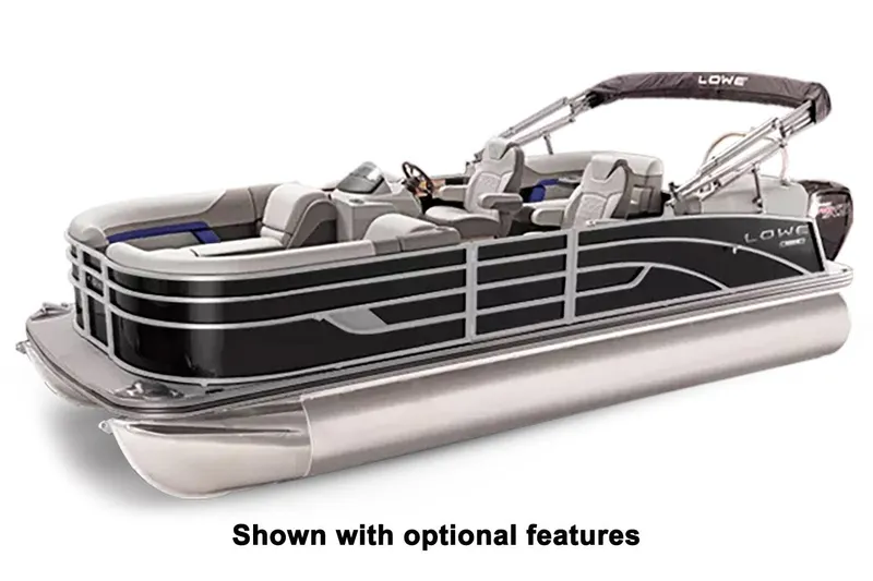 Slide: The Image of 2024 Lowe SS 210 WT pontoon boat with optional features, sleek design, and comfortable seating. - 18