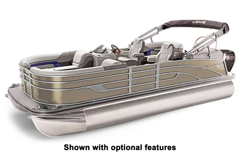 Slide: The Image of 2024 Lowe SS 210 WT pontoon boat with optional features, side view. - 20