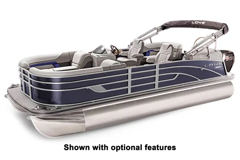 Slide: The Image of 2024 Lowe SS 210 WT pontoon boat with optional features, sleek design, and comfortable seating. - 22