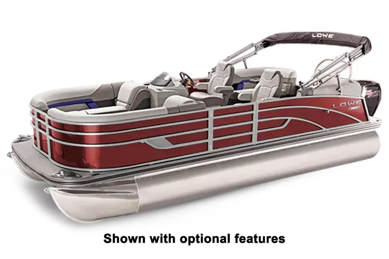 Slide: The Image of 2024 Lowe SS 210 WT pontoon boat with optional features, sleek design, and comfortable seating. - 23