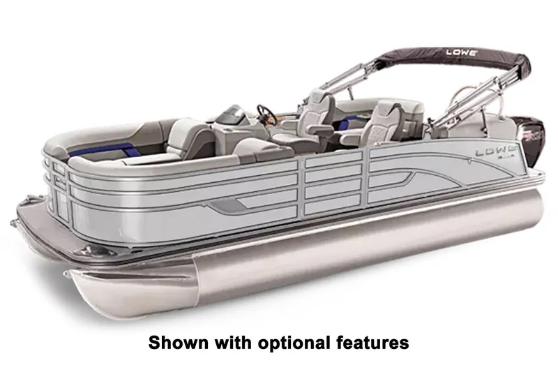 Slide: The Image of 2024 Lowe SS 210 WT pontoon boat with optional features, sleek design, and comfortable seating. - 24