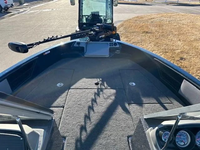 Slide: The Image of 2024 Ranger 1880MS fishing boat deck with trolling motor. - 5