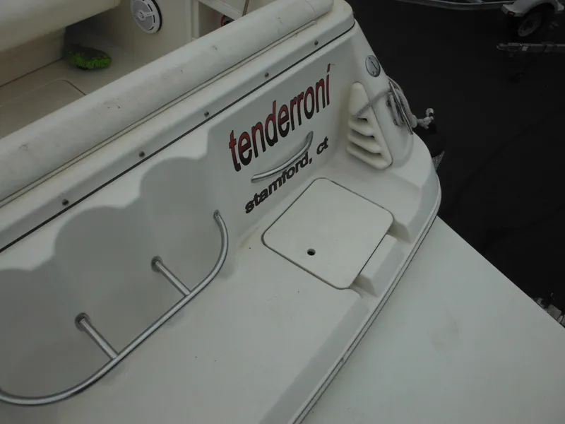 Slide: The Image of 1999 Monterey 262 Cruiser boat stern with Tenderoni name and Stamford, CT location. - 12