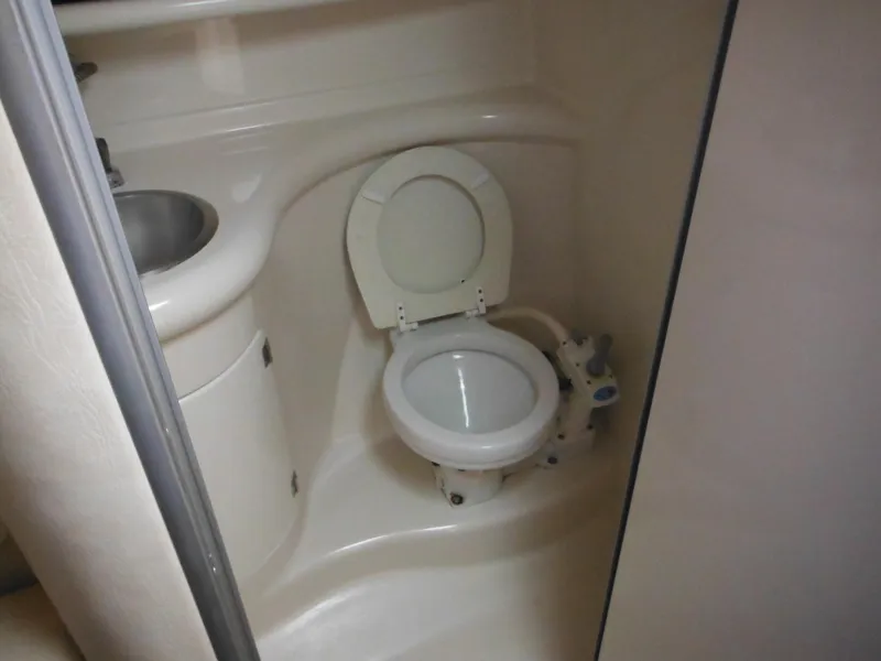 Slide: The Image of 1999 Monterey 262 Cruiser bathroom with toilet and sink. - 26