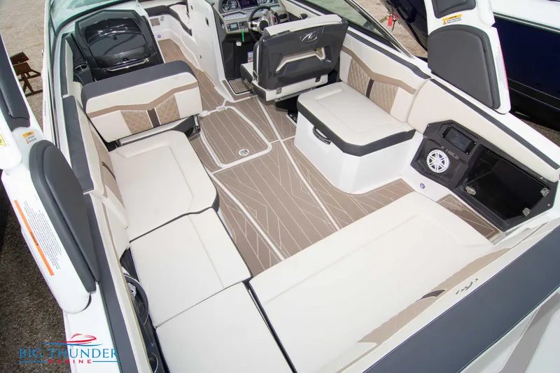 Slide: The Image of 2024 Monterey 278 SS boat interior with spacious seating and modern design. - 26