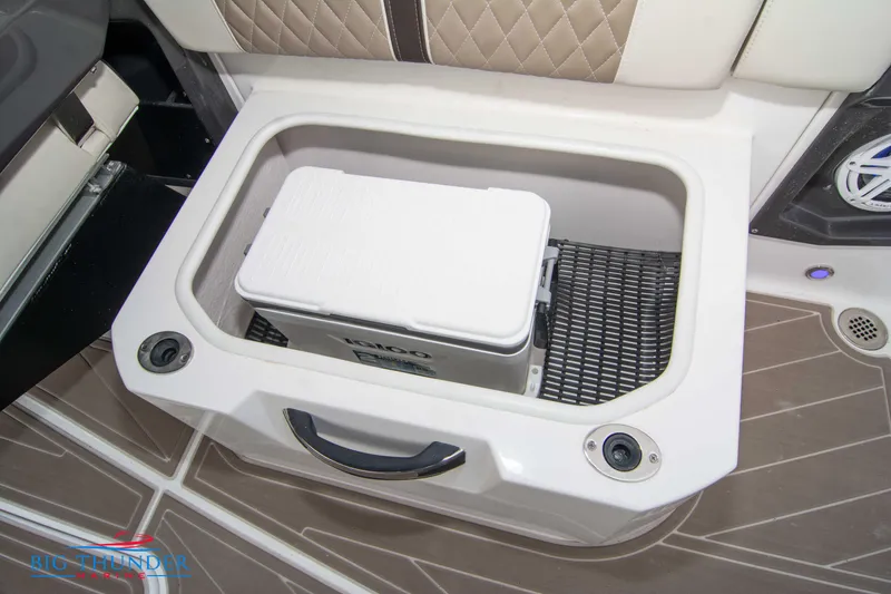 Slide: The Image of 2024 Monterey 278 SS boat storage compartment with cooler. - 35