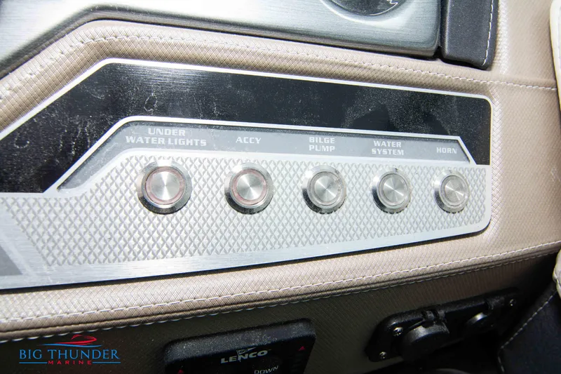 Slide: The Image of 2024 Monterey 278 SS boat control panel with buttons for various functions. - 44