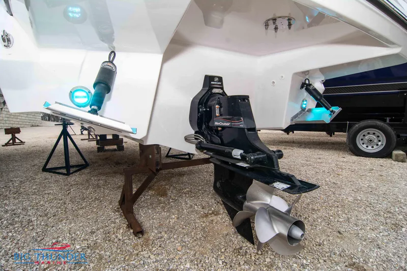 Slide: The Image of 2024 Monterey 278 SS boat stern with MerCruiser outdrive and propeller. - 5