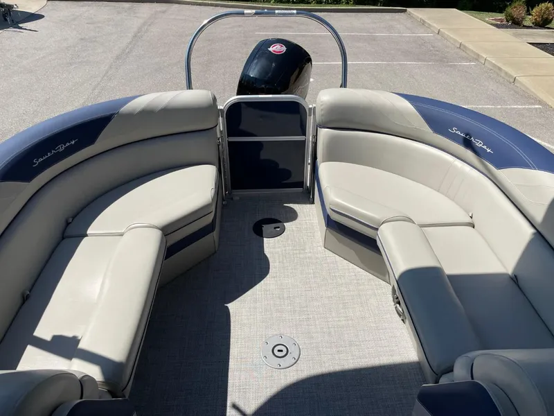 Slide: The Image of 2022 South Bay 224 RS pontoon boat with spacious seating and modern design. - 13