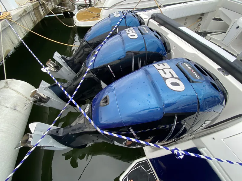 Slide: The Image of 2008 Intrepid 390 Sport Yacht with triple 350 horsepower outboard engines. - 24