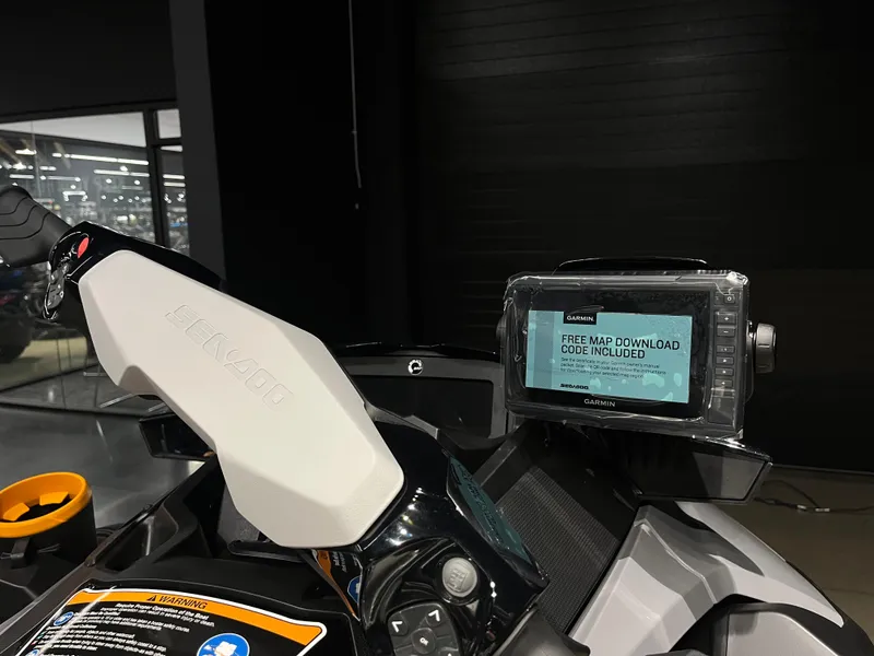 Slide: The Image of 2024 Sea-Doo Fishpro Trophy 170 dashboard with Garmin GPS and free map download code. - 10