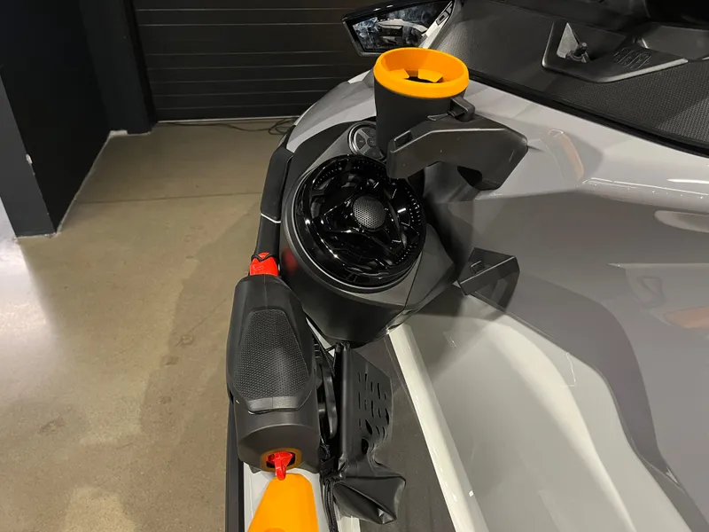 Slide: The Image of 2024 Sea-Doo Fishpro Trophy 170 close-up of fishing rod holder and accessories. - 11