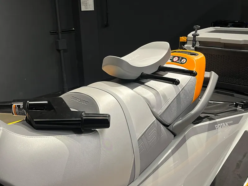 Slide: The Image of 2024 Sea-Doo Fishpro Trophy 170, close-up of seat and storage area. - 8