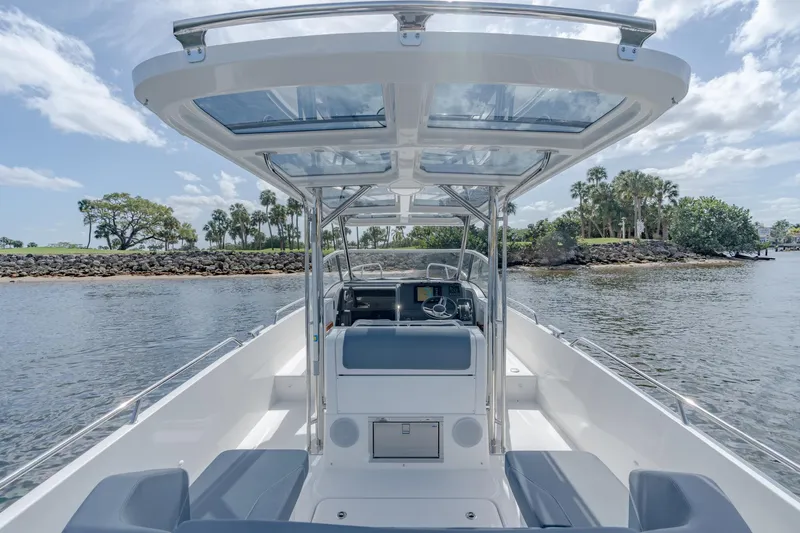Slide: The Image of 2024 Nimbus Tender 9 #130 boat interior with scenic water view. - 12