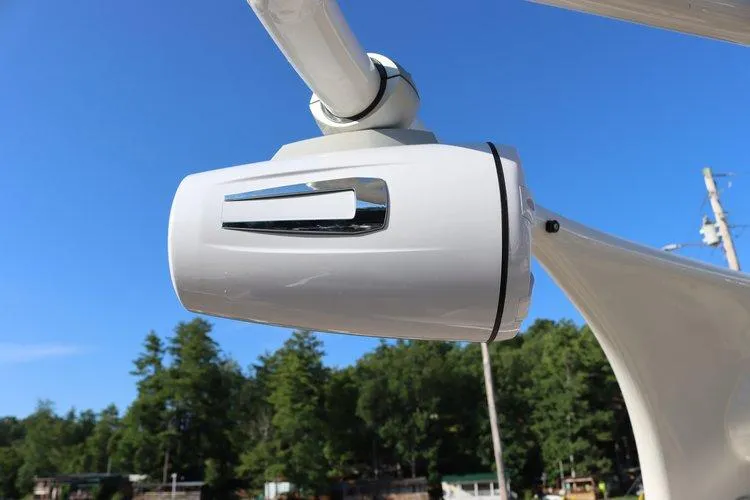 Slide: The Image of Close-up of 2022 Tahoe Pontoon LTZ 2485 QL speaker system. - 4